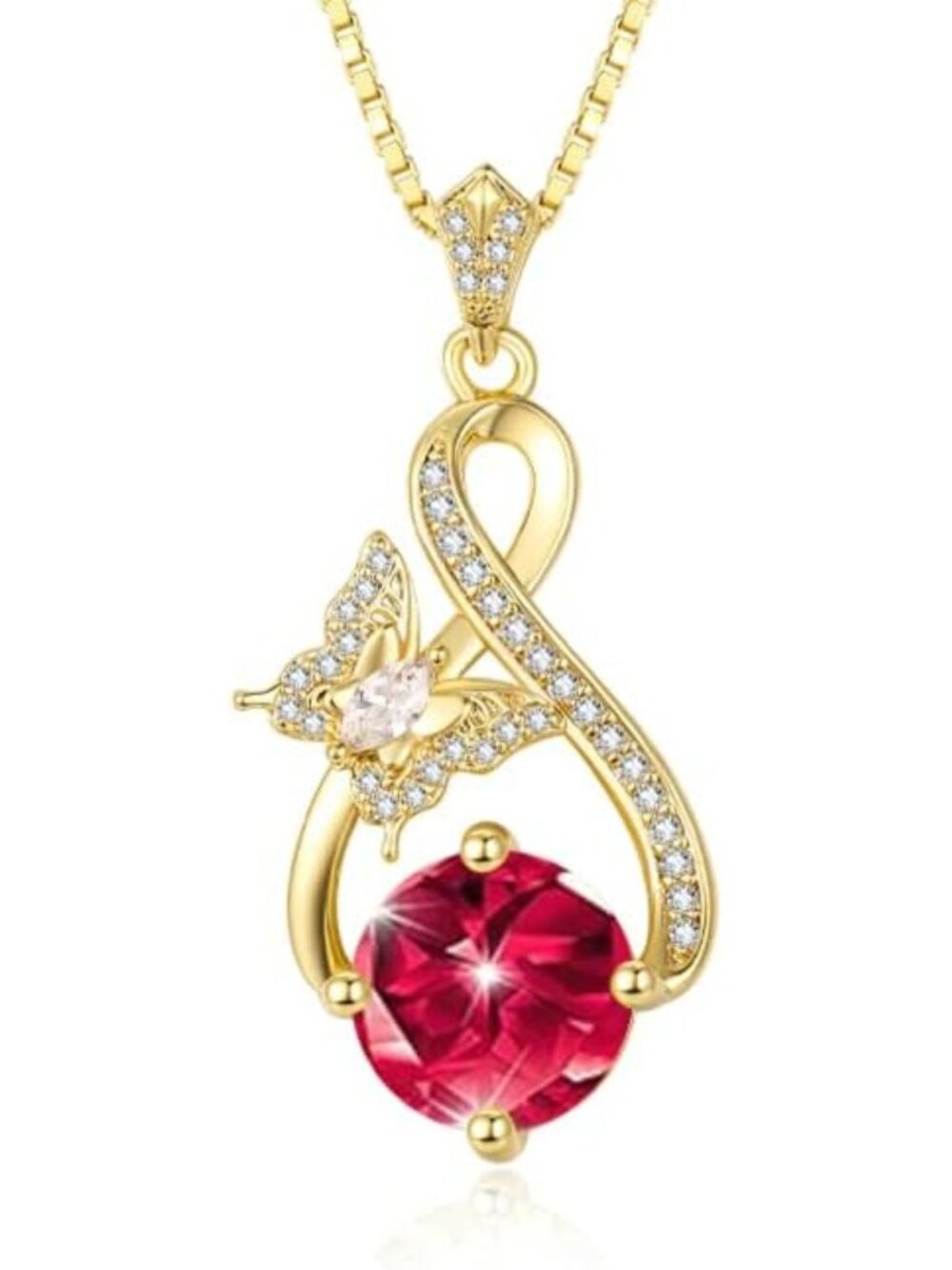 Butterfly Infinity Birthstone Necklace, 14K Gold Plated Alexandrite Pendant